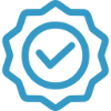 Blue checkmark within a badge